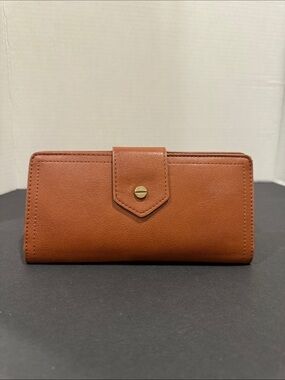 Antik Kraft Leather Tab Snap Wallet - Camel Brown